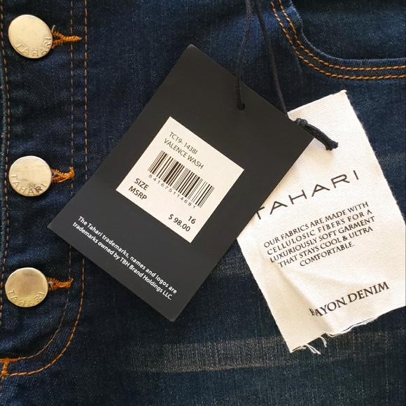 Tahari Amelia Button Fly Skinny Jeans-Sz 16/33 - Picture 3 of 13